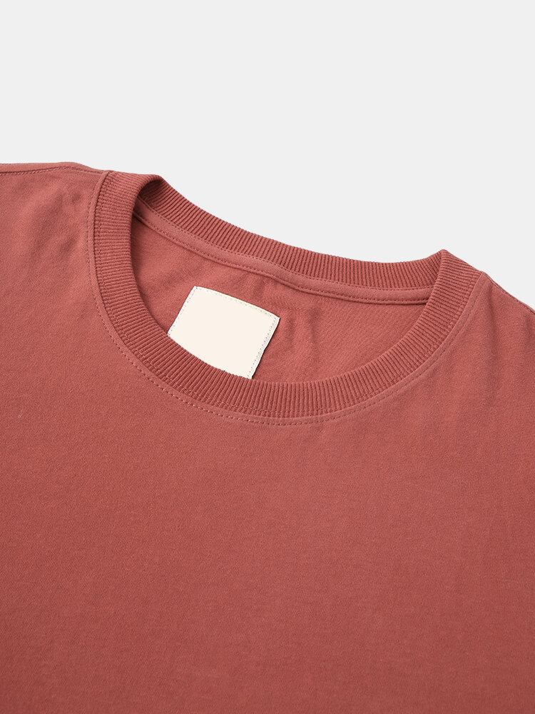 Mænds Bomuldsmærke Rundhalset Langærmede Basic T-shirts