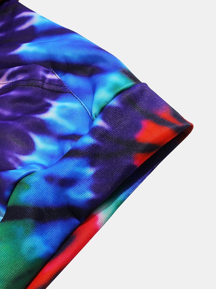 Mænds Farverige Tie-dye Print Lomme Med Lange Ærmer Design Hættetrøjer Med Lomme