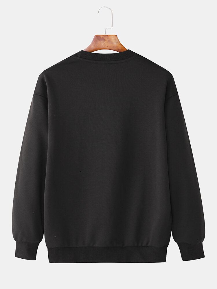 Mænds Kat Juletræstryk Rund Hals Pullover Dropskulder Sweatshirts