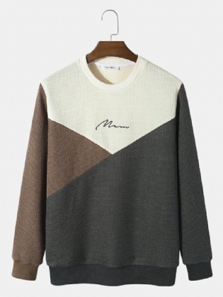 Mænds Patchwork Multifarve Strikket Sweatshirt Med Fuld Ærmer