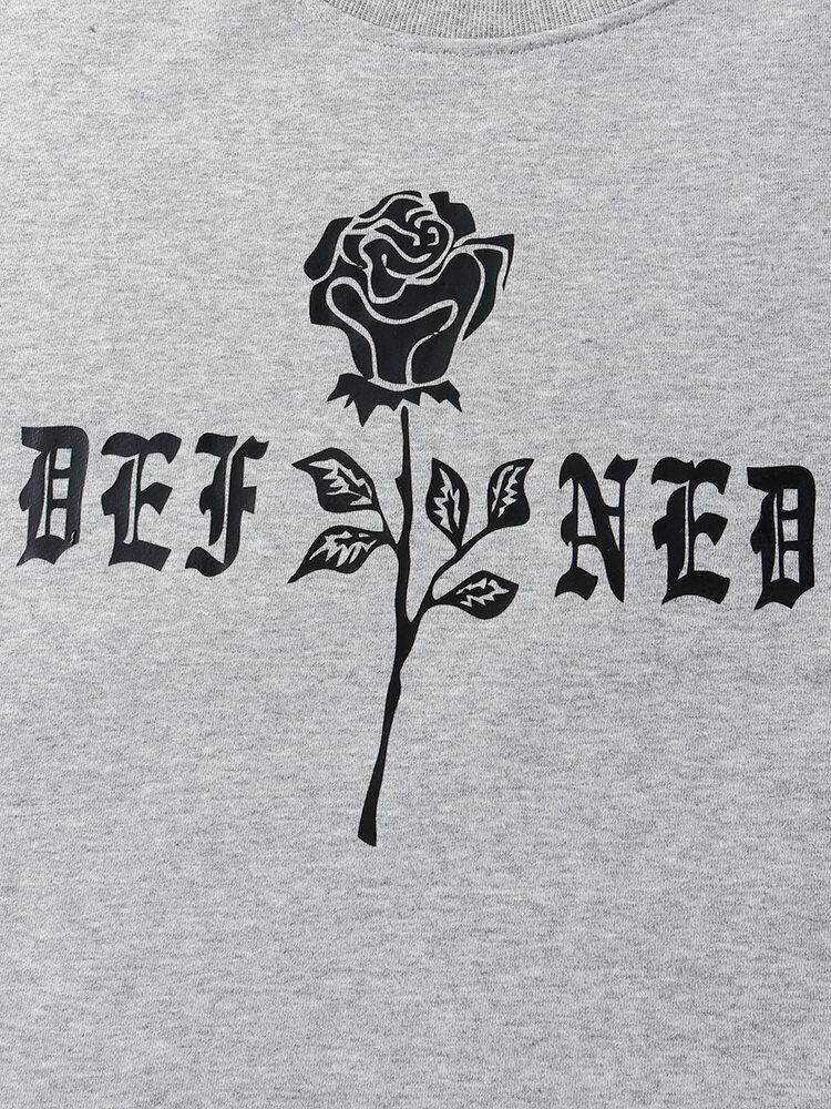 Mænds Rose Monogram Print Rund Hals Bomuldstrøjer Sweatshirts