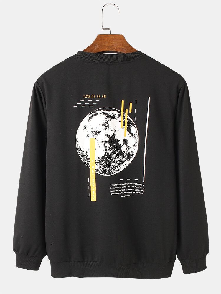 Mænds Ryg Jord Tekstgrafik 100% Bomuld Overhead Sweatshirts