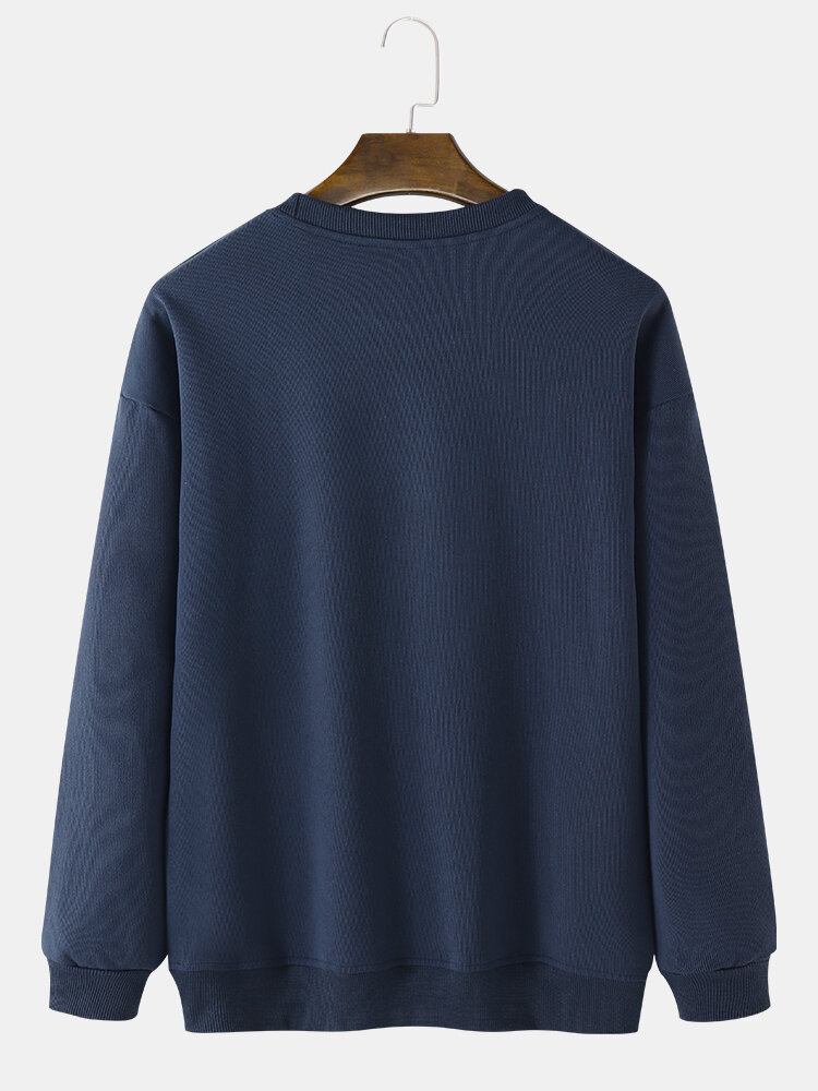 Manchetkant Til Mænd Fritid Hyggelig Langærmet Sweatshirt