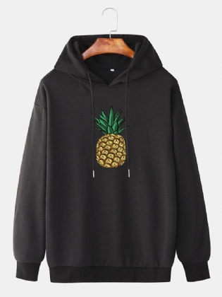 Simple Ananas Print Langærmede Casual Hættetrøjer Til Mænd