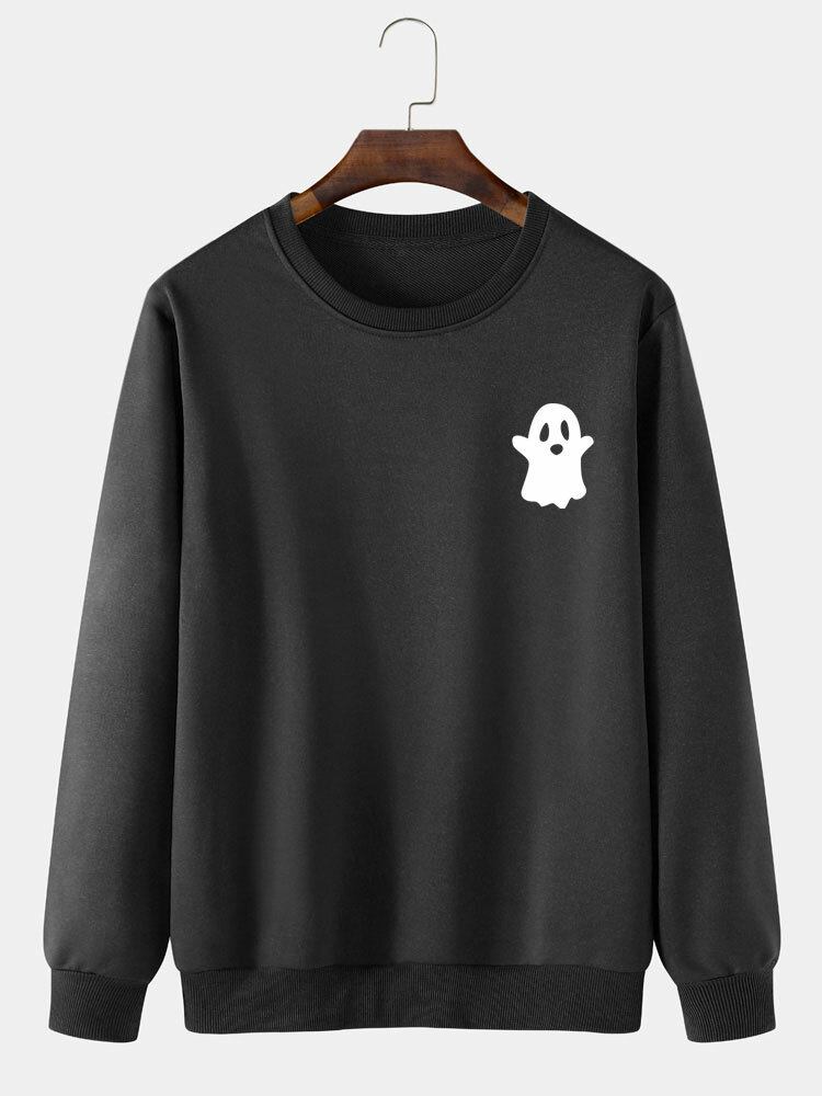 Solid Casual Sweatshirt Til Mænd I Halloween Djævelmønster