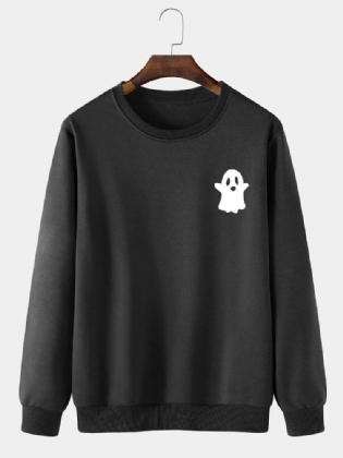 Solid Casual Sweatshirt Til Mænd I Halloween Djævelmønster