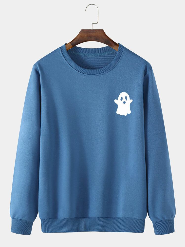 Solid Casual Sweatshirt Til Mænd I Halloween Djævelmønster