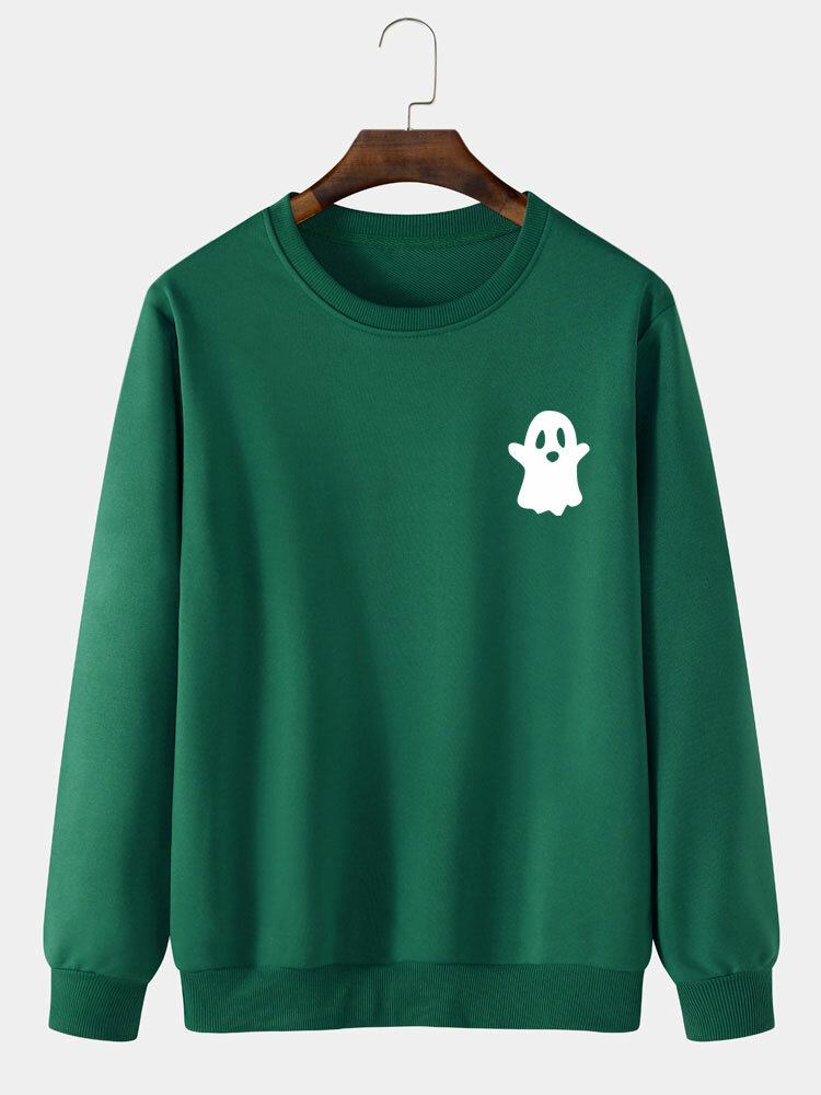 Solid Casual Sweatshirt Til Mænd I Halloween Djævelmønster