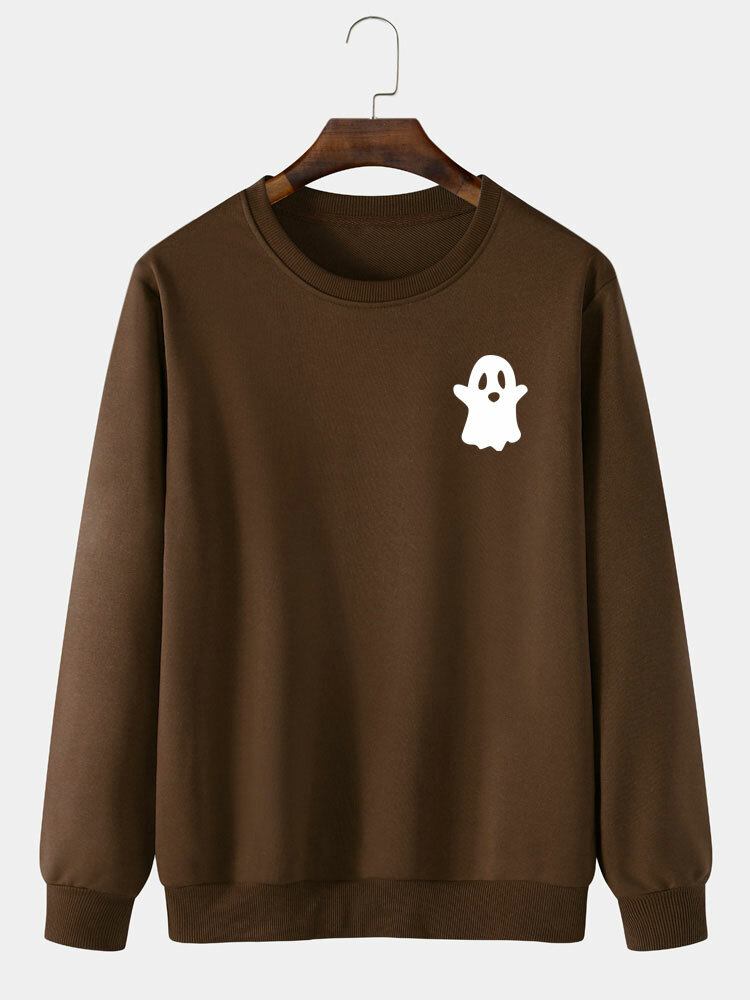 Solid Casual Sweatshirt Til Mænd I Halloween Djævelmønster