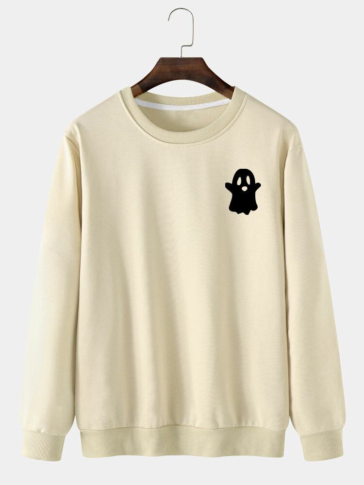 Solid Casual Sweatshirt Til Mænd I Halloween Djævelmønster