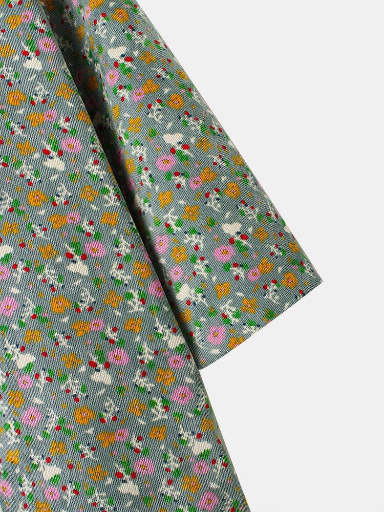 Bohemian Floral Print 3/4-lange Ærmer Casual Jakke Til Kvinder