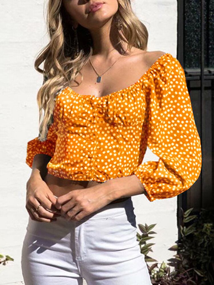 100% Polyester Puff Fuldærmet Blomsterbluse