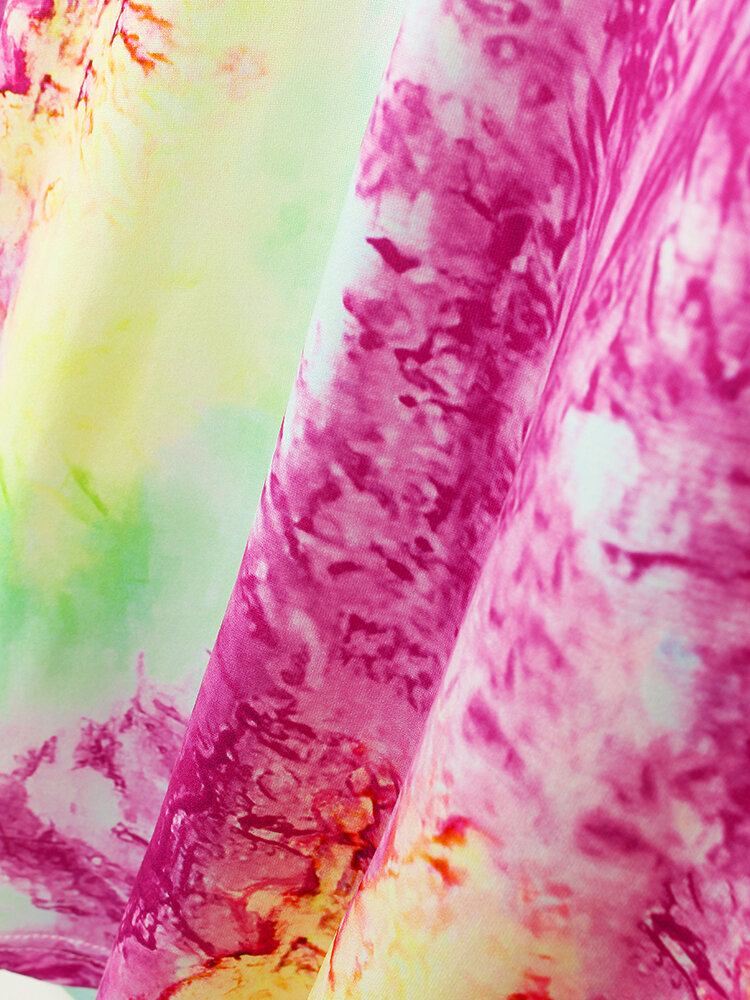 Dame Tie Dye Bandage Langærmet Design Bluse