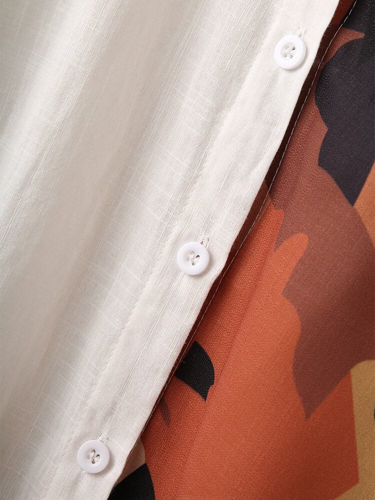 Dame Tiger Print Splejse Lapel Casual Langærmede Skjorter