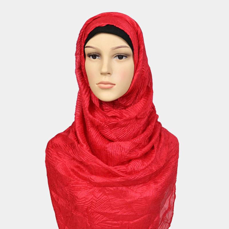 Dame Polyester Ensfarvet Silke Etnisk Turban Hijab