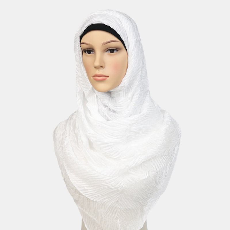 Dame Polyester Ensfarvet Silke Etnisk Turban Hijab