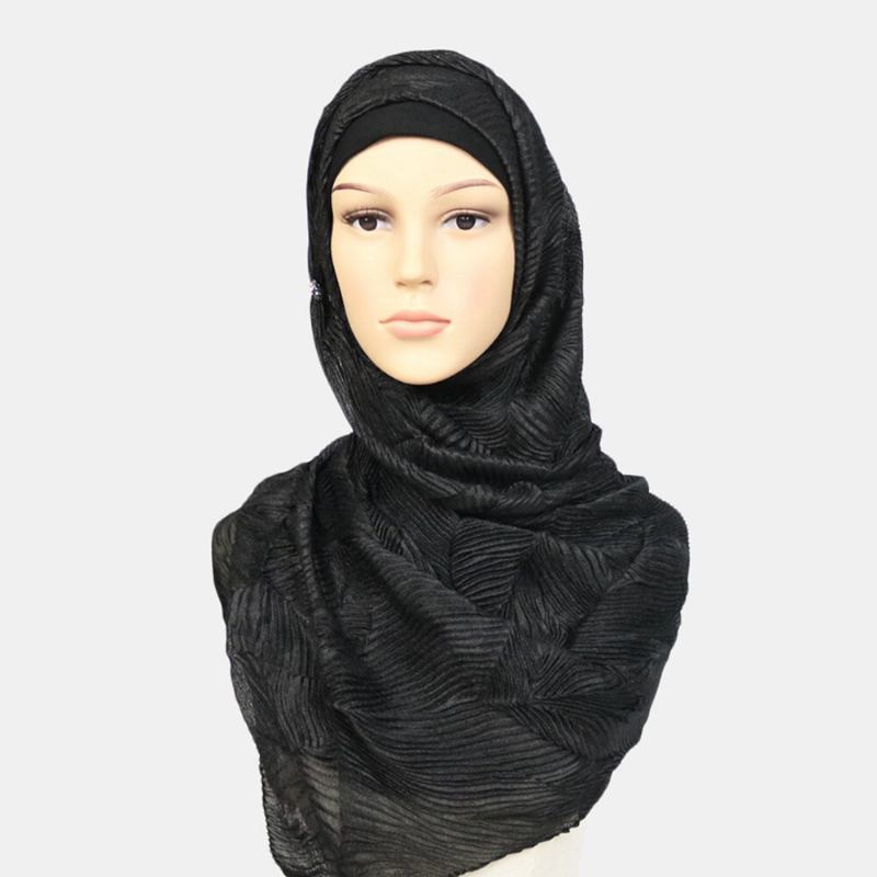 Dame Polyester Ensfarvet Silke Etnisk Turban Hijab