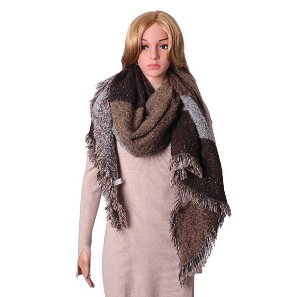 Dame Warm Cashmere Tassel Sjal Ternet Wrap Stole