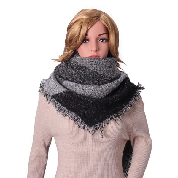 Dame Warm Cashmere Tassel Sjal Ternet Wrap Stole