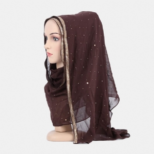 Hijab-tørklæde Chiffon-perler Lange Tørklæder