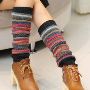 Senshoes Vintage Farve Stribede Mode Pæle Sokker Støvler Leggings Koreanske Ben