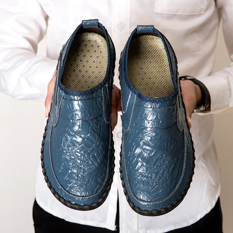 Blødt Okseskind I Håndsømme Casual Slip On Business Oxfords