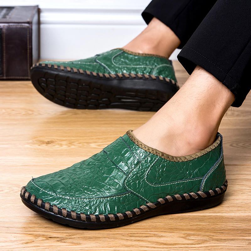 Blødt Okseskind I Håndsømme Casual Slip On Business Oxfords