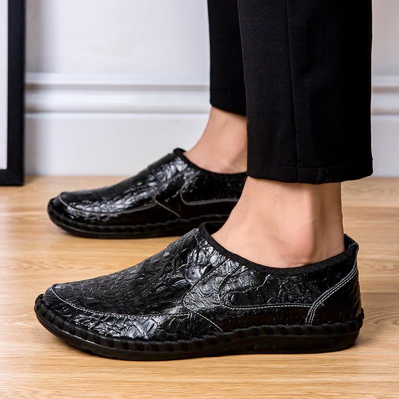 Blødt Okseskind I Håndsømme Casual Slip On Business Oxfords