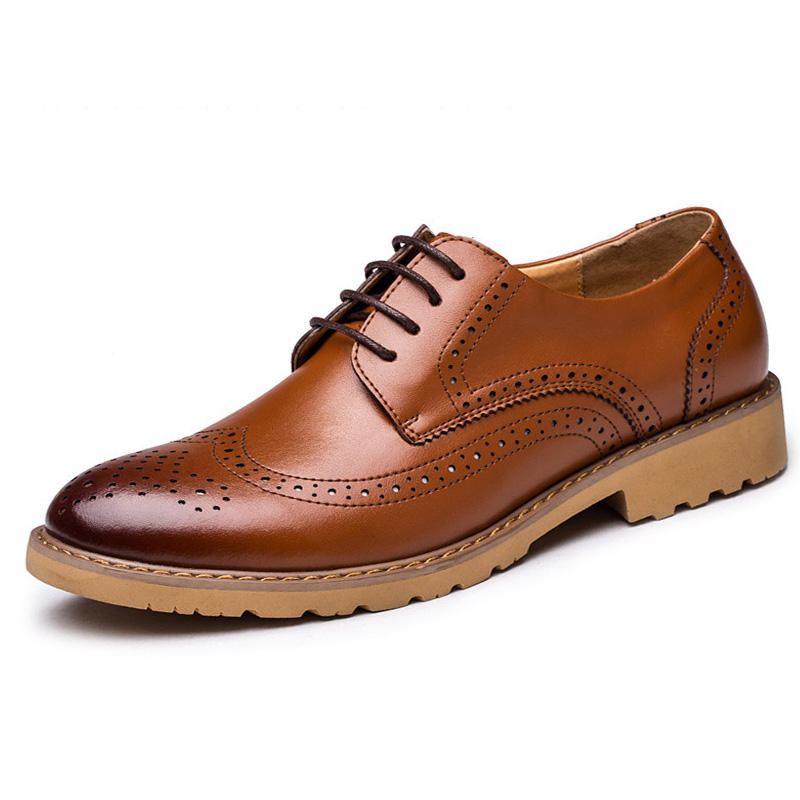 Brogue Udskåret Business Casual Oxfords I Ægte Læder