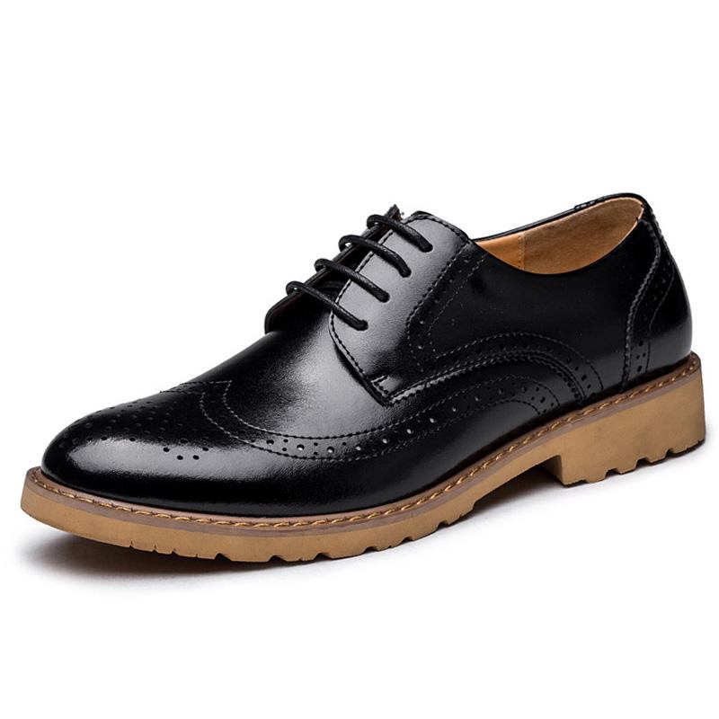 Brogue Udskåret Business Casual Oxfords I Ægte Læder