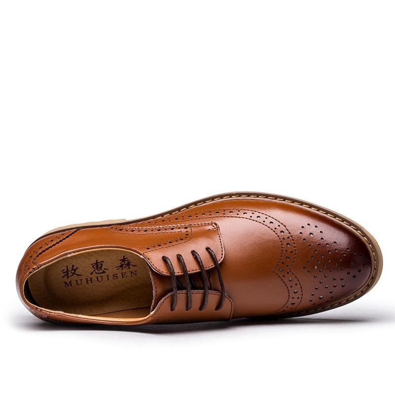 Brogue Udskåret Business Casual Oxfords I Ægte Læder