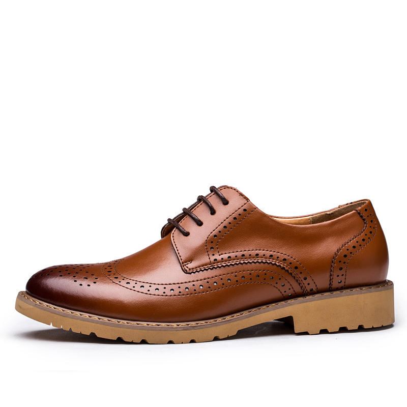 Brogue Udskåret Business Casual Oxfords I Ægte Læder