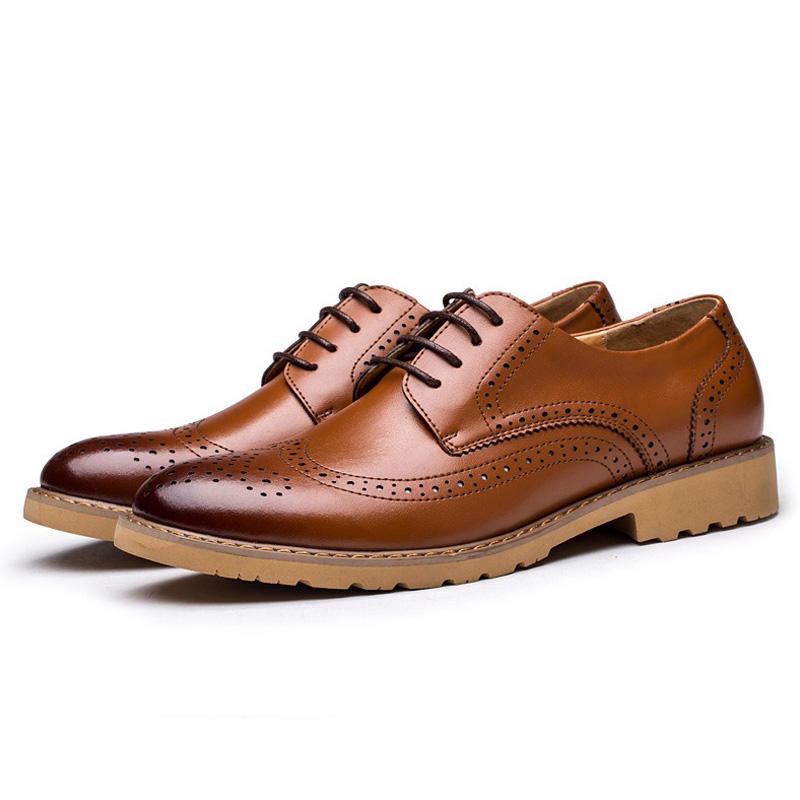 Brogue Udskåret Business Casual Oxfords I Ægte Læder