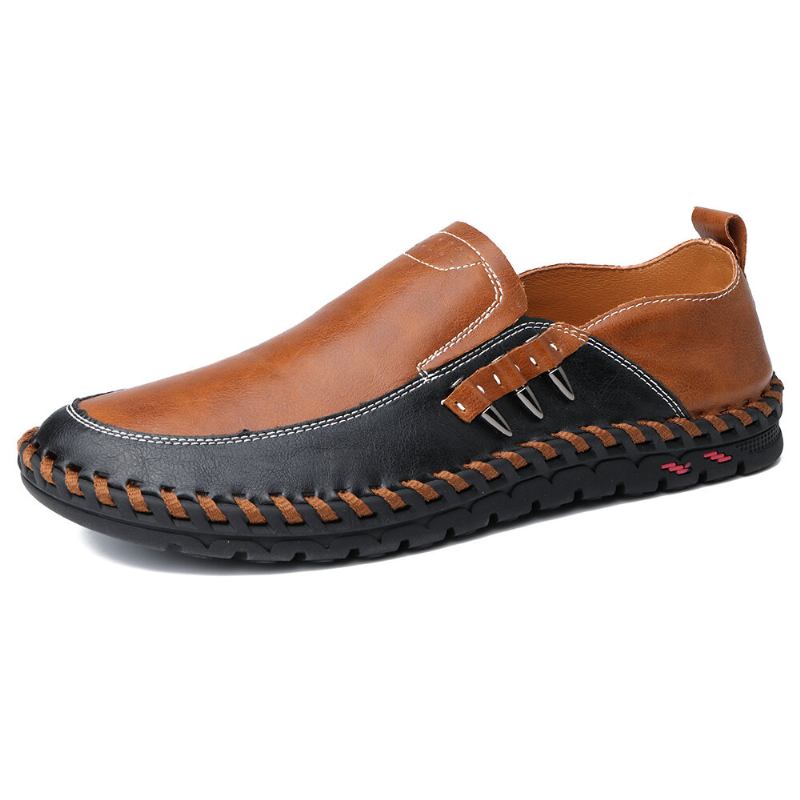 Mænd Ægte Læder Skridsikre Bløde Såler Slip On Business Casual Oxfords