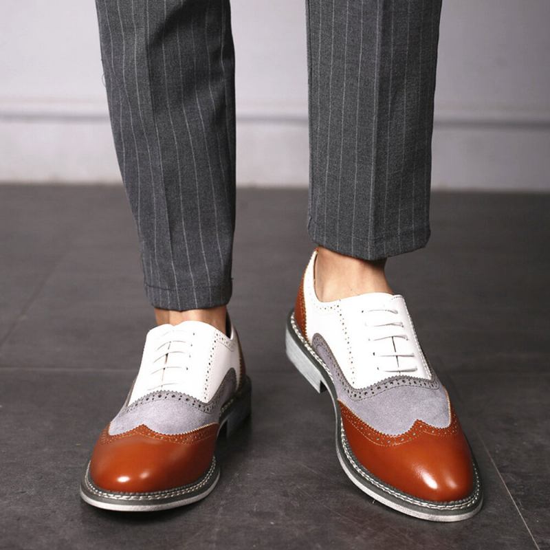 Mænd Brogue Colorblock Oxfords Snørebånd Business Casual Formelle Sko