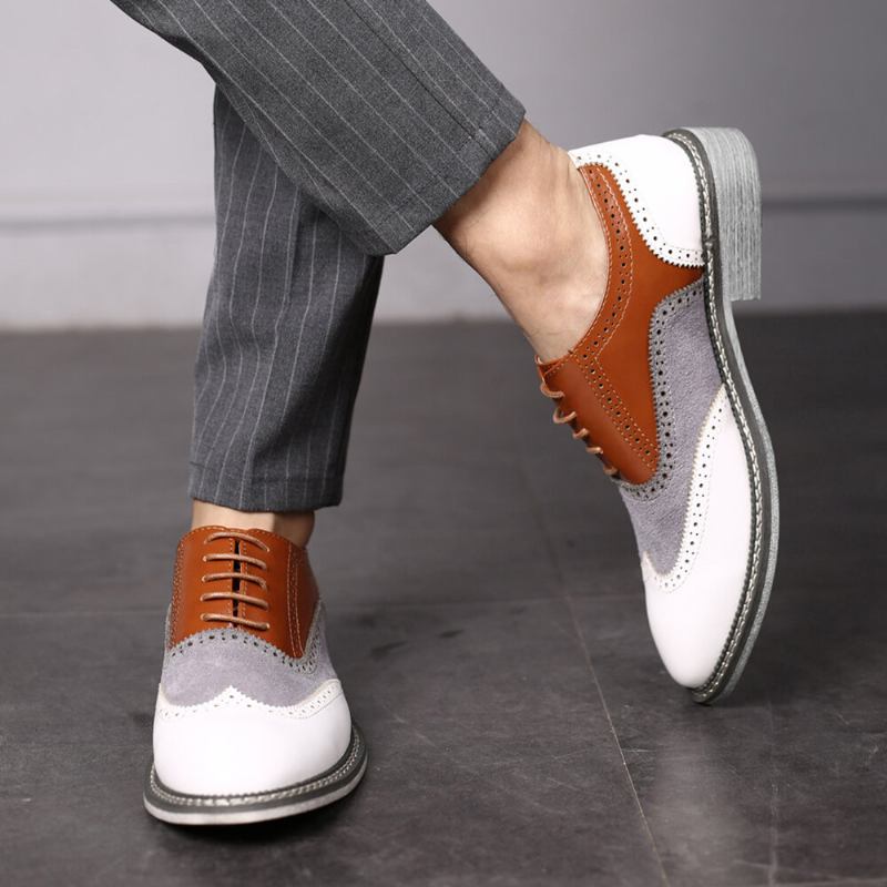 Mænd Brogue Colorblock Oxfords Snørebånd Business Casual Formelle Sko