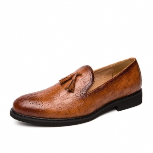 Mænd Brogue Kvast Decor Microfiber Læder Slip On Fest Formelle Sko