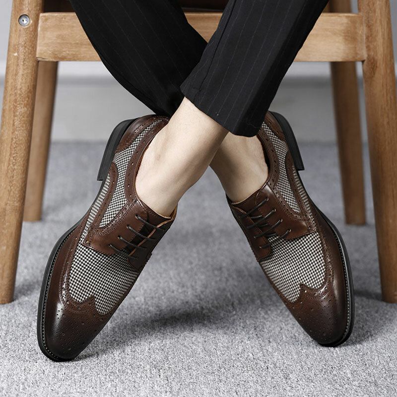 Mænd Brogue Splejsning Business Formelle Snøre Oxfords Sko