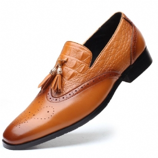 Mænd Brogue Tassel Decor Dress Loafers Slip On Business Casual Formelle Sko