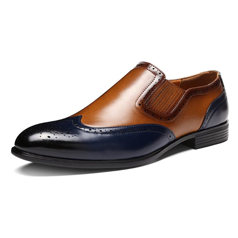 Mænd Brogue Udskåret Farve Spicing Slip On Business Oxfords