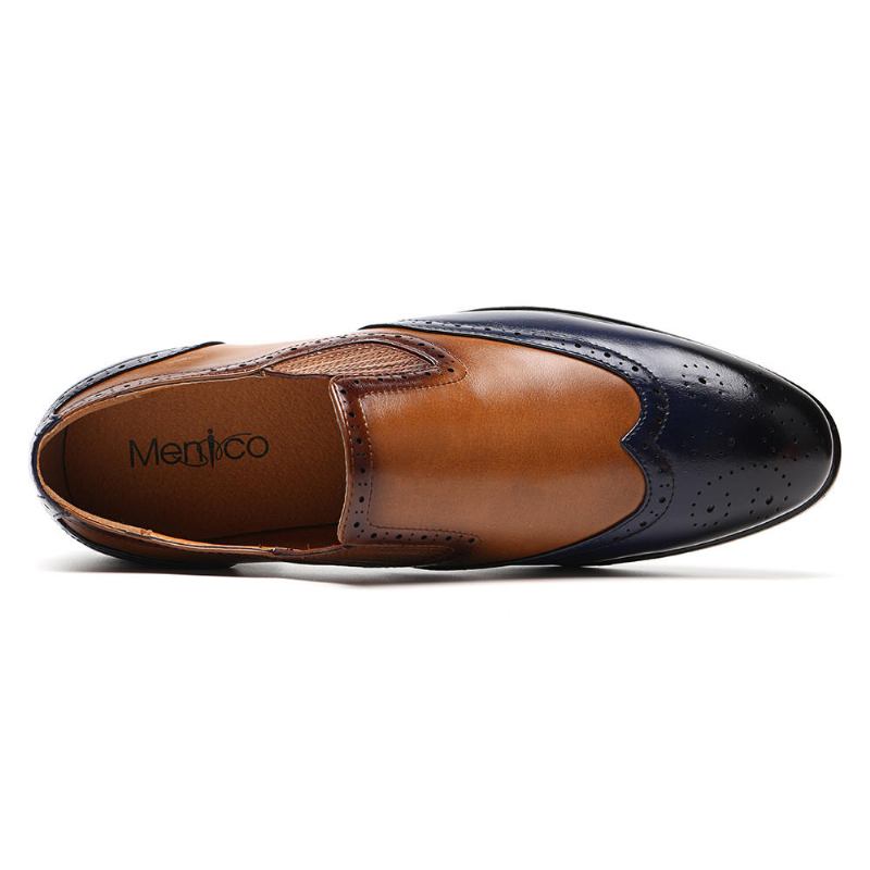 Mænd Brogue Udskåret Farve Spicing Slip On Business Oxfords