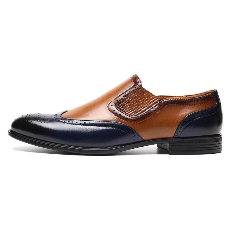 Mænd Brogue Udskåret Farve Spicing Slip On Business Oxfords