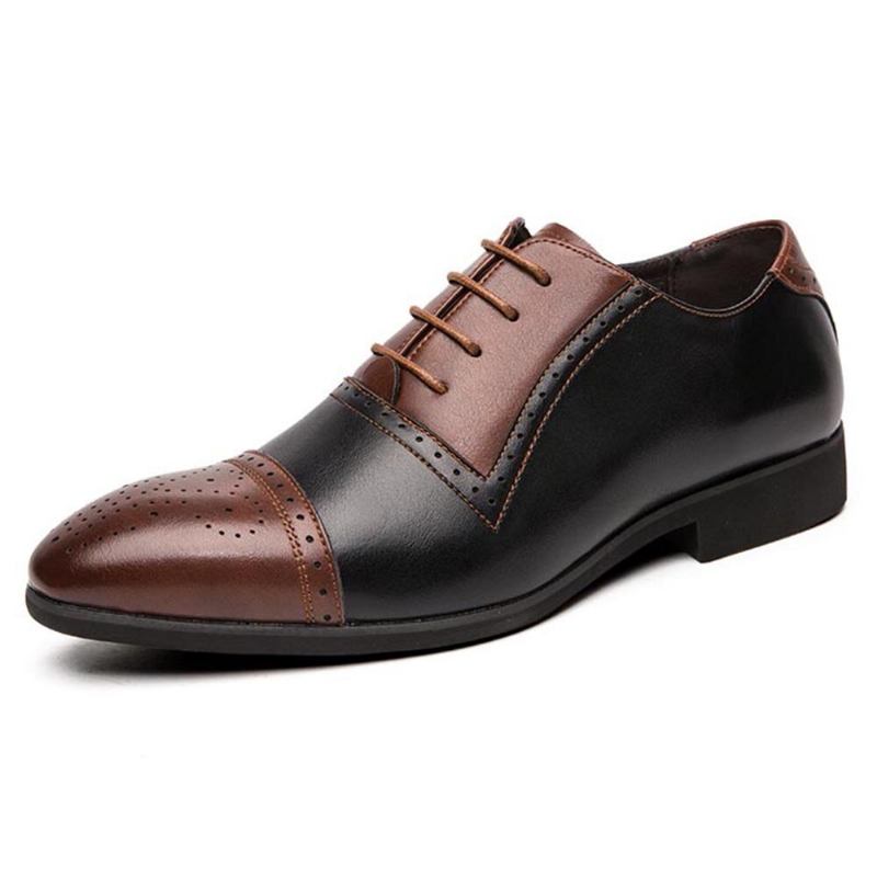 Mænd Brogue Udskåret Mikrofiber Læder Farvesøm Formelle Business Oxfords