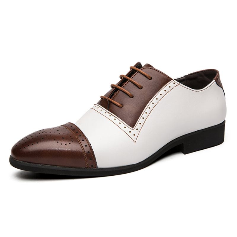 Mænd Brogue Udskåret Mikrofiber Læder Farvesøm Formelle Business Oxfords