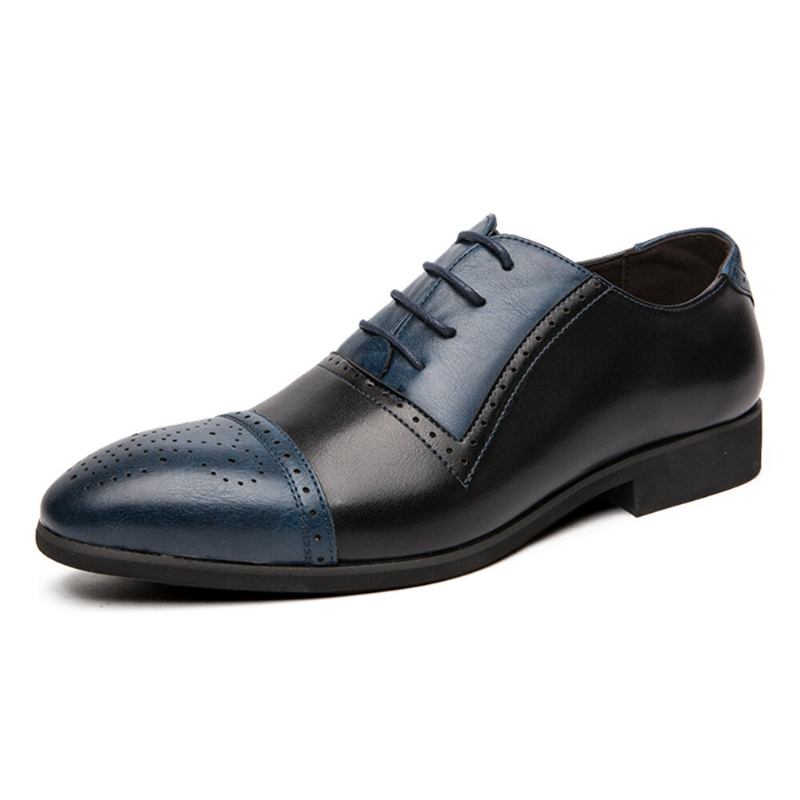 Mænd Brogue Udskåret Mikrofiber Læder Farvesøm Formelle Business Oxfords