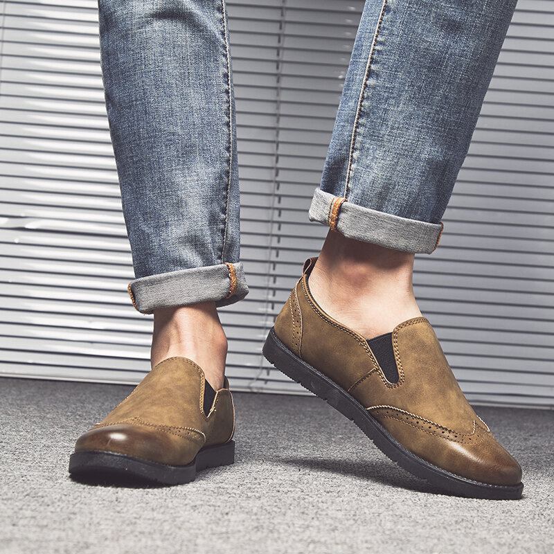 Mænd Business Casual Loafers Chelsea Slip On Work Dress Håndsyede Sko