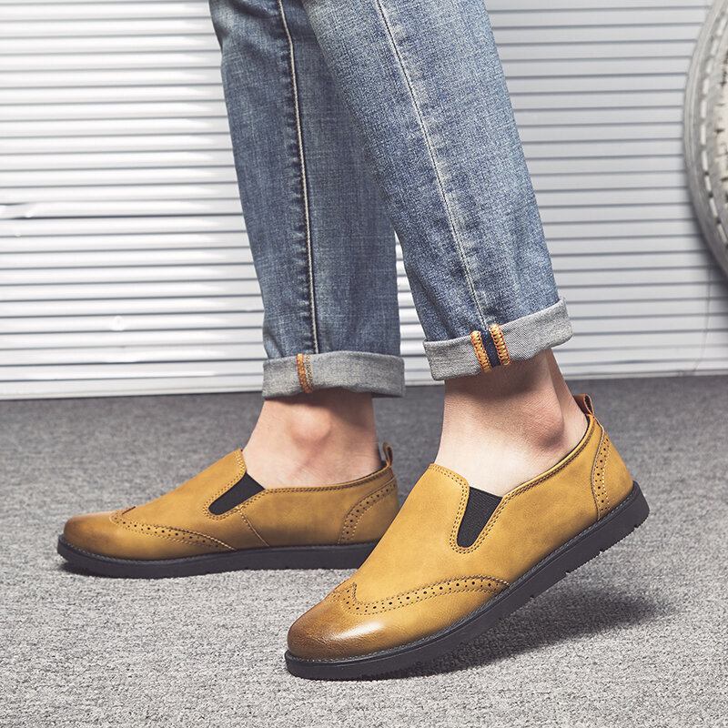 Mænd Business Casual Loafers Chelsea Slip On Work Dress Håndsyede Sko