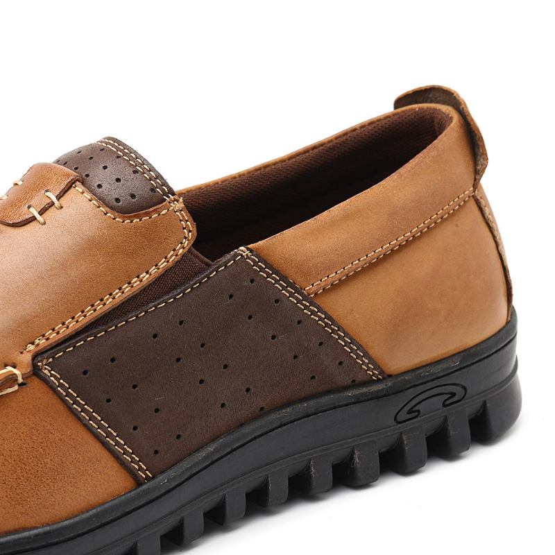 Mænd Comfy Moccasin Toe Læder Splejsning Bløde Fritidssko