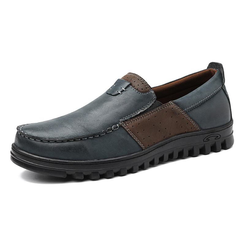 Mænd Comfy Moccasin Toe Læder Splejsning Bløde Fritidssko