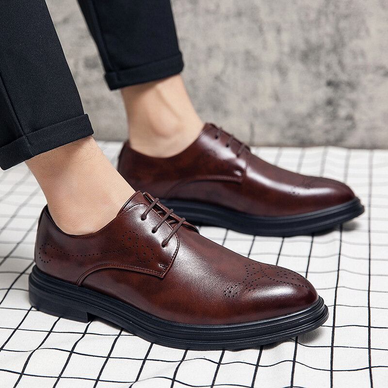 Mænd Læder Åndbar Comfy Pointy Toe Vintage Oxford Casual Business Sko